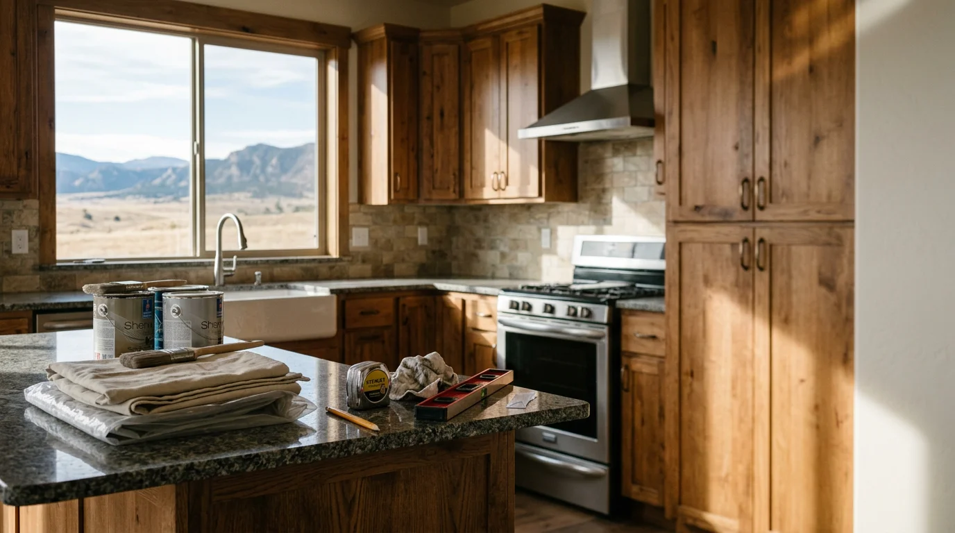 Modern kitchen with custom cabinetry and countertops