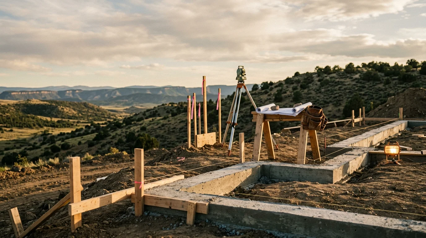 A newly completed custom home on a rural lot in Colorado City, Colorado, with the Greenhorn Valley landscape visible in the background. The home features a pitched roof suited to local snow loads and an exterior that blends with the surrounding terrain.
